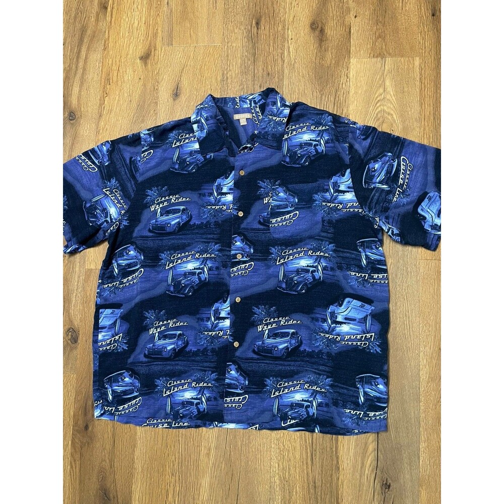 Vintage Classic Car hot rod Ford Hawaiian Shirt Men XL Route 66 Boyd Coddington